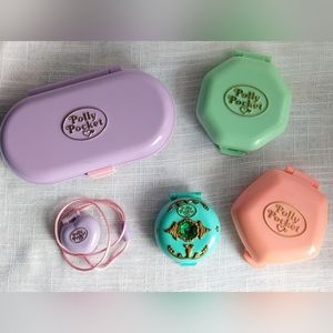 Original Polly Pocket Vintage Bluebird Compacts, Stamper, Locket Lot